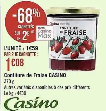 Casino Supermarchés Confiture de fraise casino offre