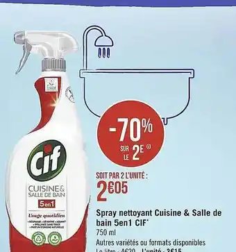 Casino Supermarchés Spray nettoyant cuisine & salle de bain 5 en 1 cif offre