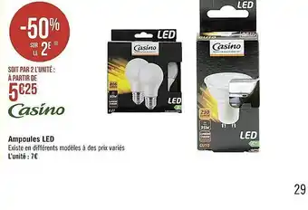 Casino Supermarchés Ampoules led offre