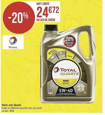 Casino Supermarchés Huile auto quartz offre