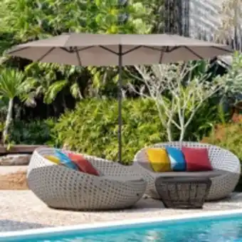 Parasol de jardin xxl parasol grande taille 4,6l x 2,7l x 2,4h m ouverture fermeture manivelle acier polyester haute densité 