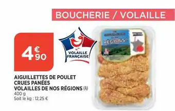 Aiguillettes de poulet crues panées volaillesl de nos régions