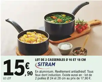 E.Leclerc Lot de 2 casseroles Ø 16 et 18 cm offre