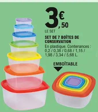 E.Leclerc Set de 7 boîtes de conservation offre