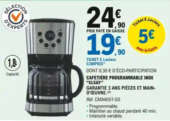 E.Leclerc Cafetière Programmable inox Elsay offre