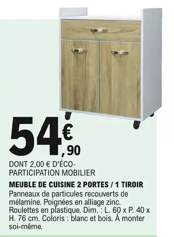 E.Leclerc Meuble de cuisine 2 portes / 1 tiroir offre