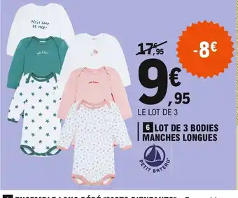 E.Leclerc Lot de 3 bodies manches longues offre