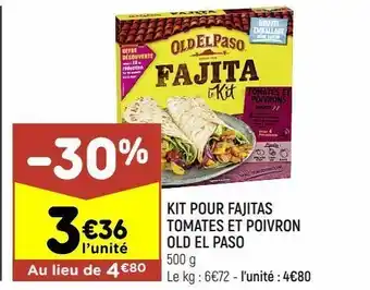 Leader Price Kit pour fajitas tomates et poivron old el paso offre