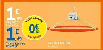 E.Leclerc Lot de 4 Cintres offre