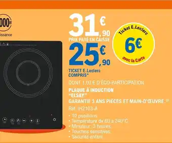 E.Leclerc Elsay Plaque à Induction offre