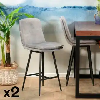 Pier Import Chaise de bar en velours gris à double coussinage (lot de 2) oka offre