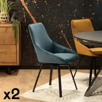 Pier Import Chaise pivotante moderne en velours bleu oka (lot de 2) offre