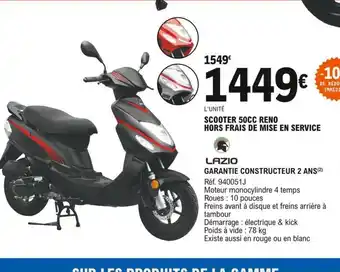 E.Leclerc L'Auto Lazio Scooter 50cc Reno Hors Frais de Mise En Service offre