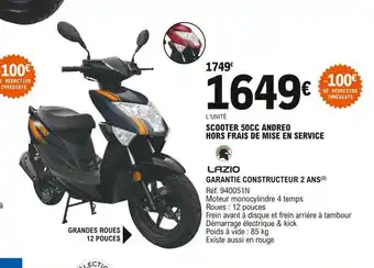 E.Leclerc L'Auto Lazio Scooter 50cc Andreo Hors Frais de Mise En Service offre