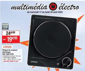 Cora x Carrefour Livoo Plaque de Cuisson électrique offre