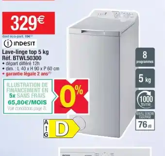 Indesit Lave-Linge Top 5kg