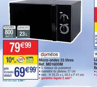 Cora x Carrefour Micro-Ondes 23 litres offre