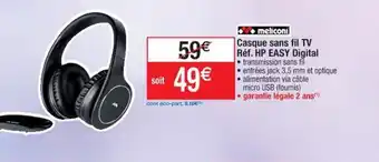 Cora x Carrefour Casque Sans Fil TV offre