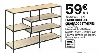 Centrakor La bibliothèque colorado 5 étagères offre