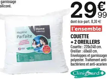 Centrakor Couette + 2 oreillers offre