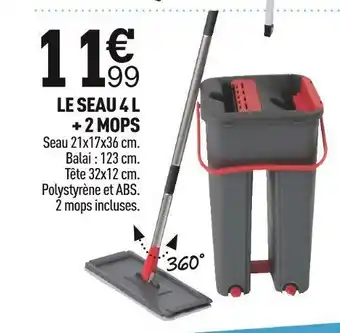 Le seau 4 l + 2 mops