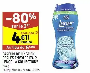 Leader Price Parfum de linge en perles envolée d'air lenor la collection offre