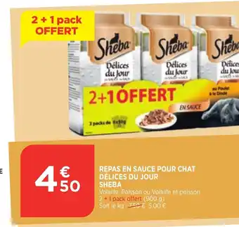Bi1 Sheba Repas en sauce pour chat délices du jour Sheba offre