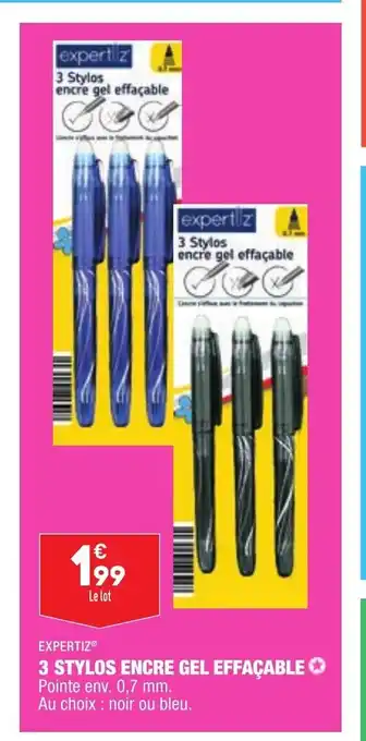 ALDI 3 stylos encre gel effaçable offre