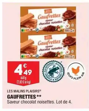 ALDI Les malins plaisirs gaufrettes offre