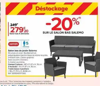 Castorama Keter salon bas de jardin salemo offre