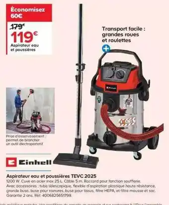 Castorama Einhell aspirateur eau et poussières tevc 2025 offre