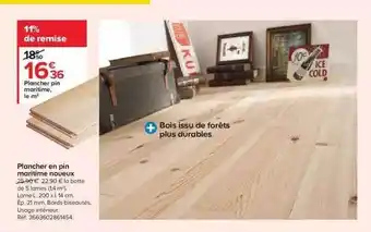 Castorama Plancher en pin maritime noeux offre
