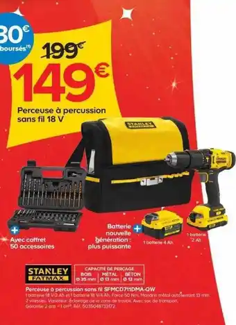 Castorama Perceuse à percussion sans fil 18v offre