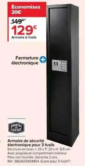 Armoire de securité électronique pour 3 fusils