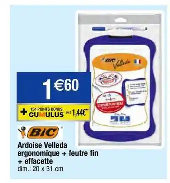 Migros Bic ardoise velleda ergonomique + feutre fin + effacette offre
