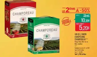 Match CHAMPOREAU vin de l'union européenne offre