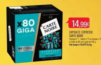 Match CARTE NOIRE capsules espresso offre