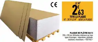 Brico Cash Plaque de plâtre BA13 offre