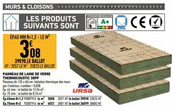 Brico Cash Panneau de laine de verre thermocoustic 39PP offre