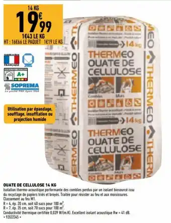 Ouate de cellulose 14 kg