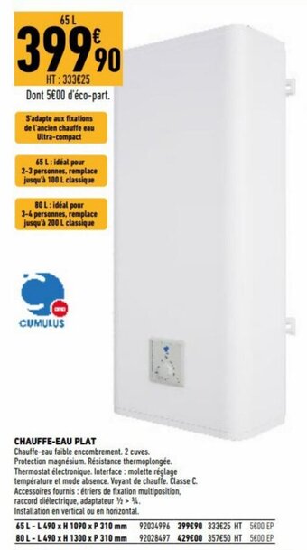 Brico Cash Chauffe-eau plat offre