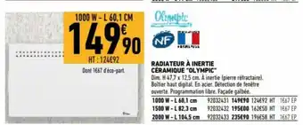 Brico Cash Radiateur à Inertier Céramique Olympic offre