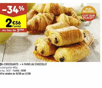 4 Croissants +4 Pains Au Chocolat