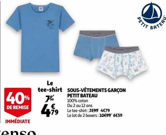 Auchan Sous-vêtements garçon petit bateau offre