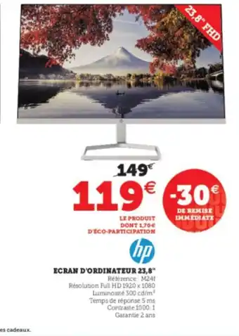 Super U Hp Ecran d'Ordinateur 23,8 offre