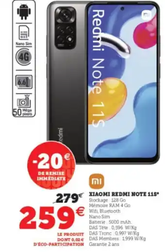 Super U Xiaomi Redmi Note 11S offre