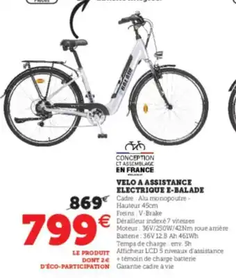Super U Velo A Assistance Electrique E-Balade offre