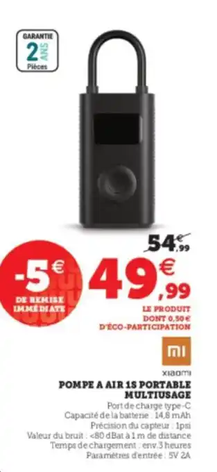 Super U Pompe A Air 1S Portable Multiusage offre