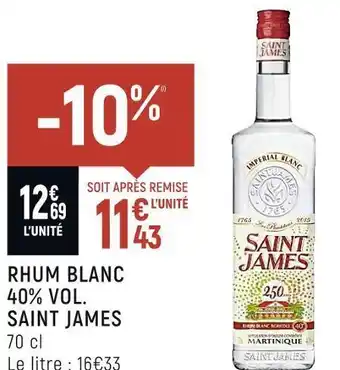 Saint james rhum blanc 40% vol.