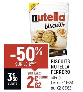 Spar Ferrero biscuits nutella offre